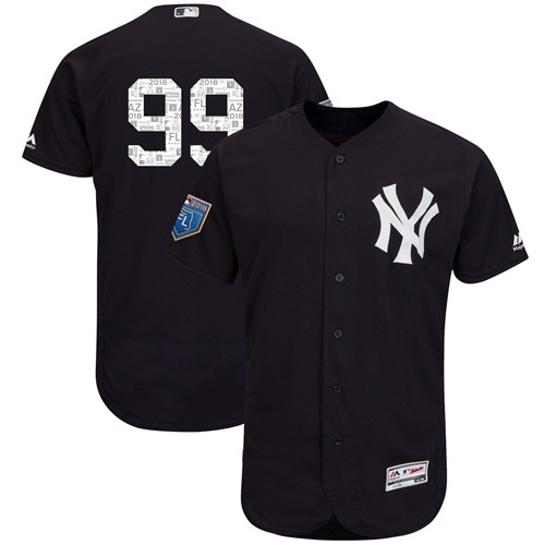 Yankees #99 Aaron Judge Navy Blue 2018 Spring Training Authentic Flex Base Stitched MLB Jersey